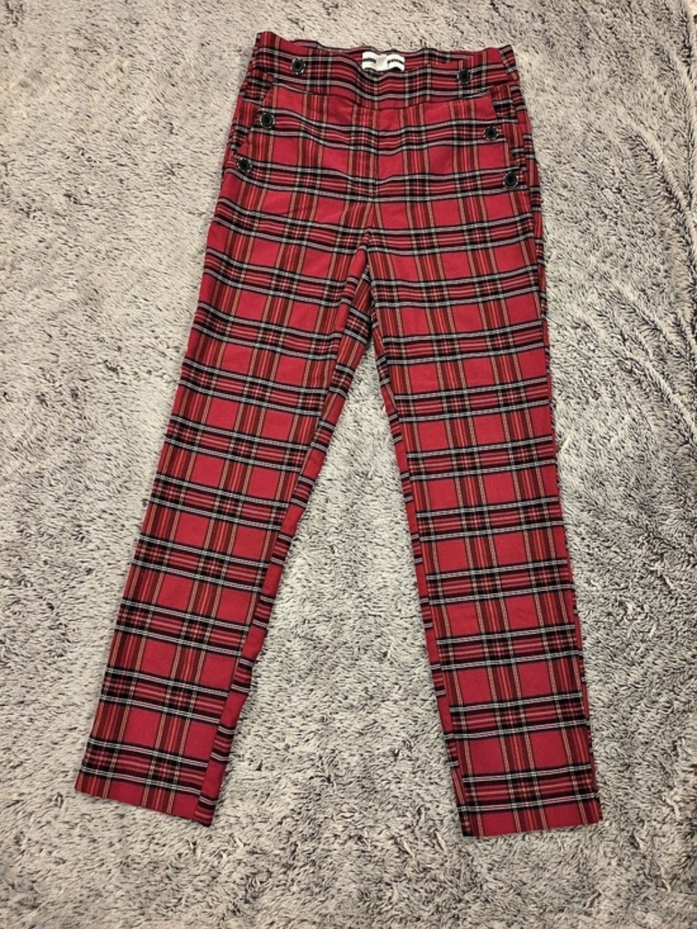 Jules & Leopold Plaid Skinny Pants in Red & Black Sz Medium